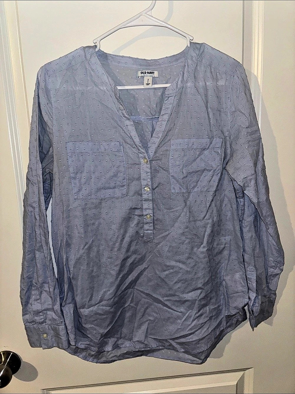 Old Navy Blue Polka Dot Long Sleeve Shirt Size Small